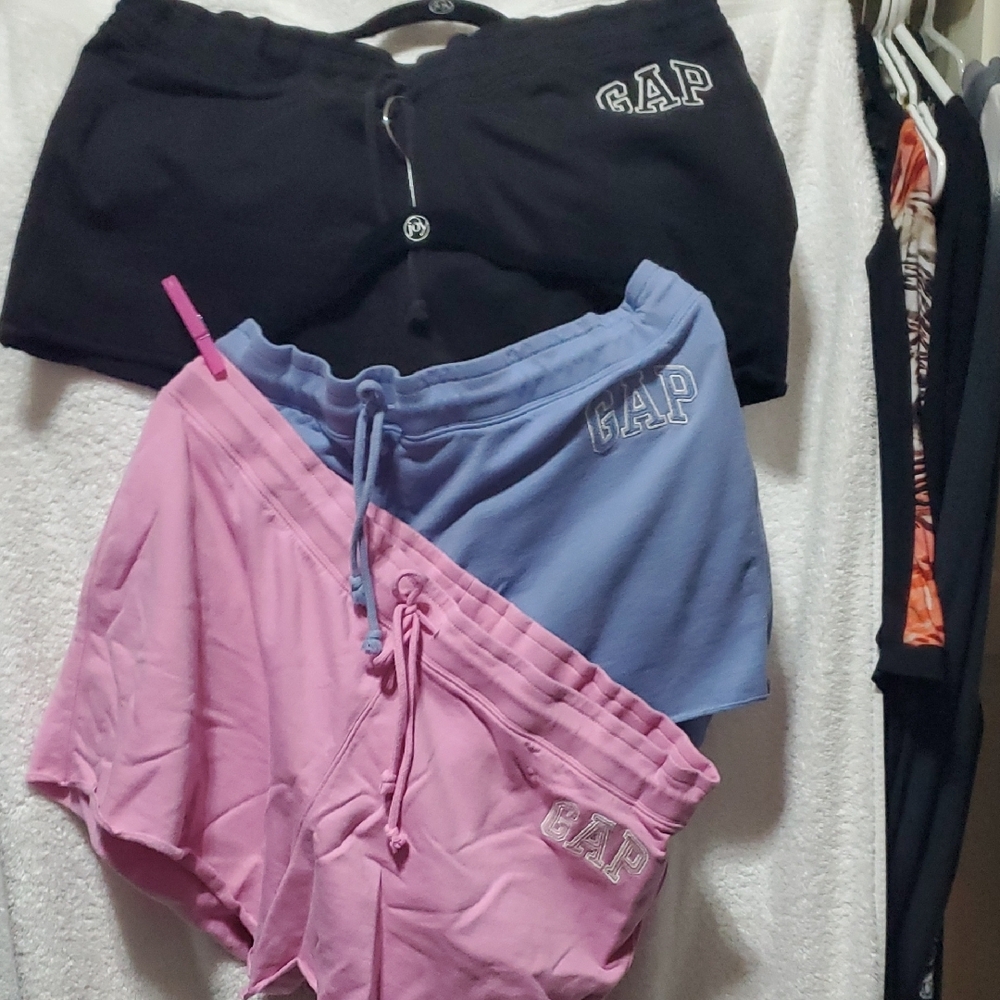 GAP Athletic Shorts Black and Blue Drawstring Waist